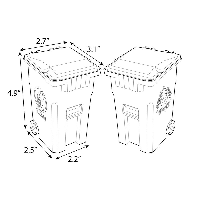 Reva Mini Curbside Trash and Recycle Can 2 Piece Pencil Cup Set