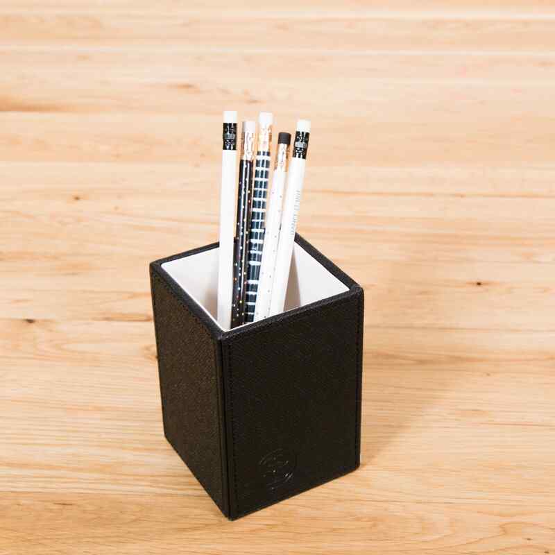 Chick Faux Leather Square Pencil Cup