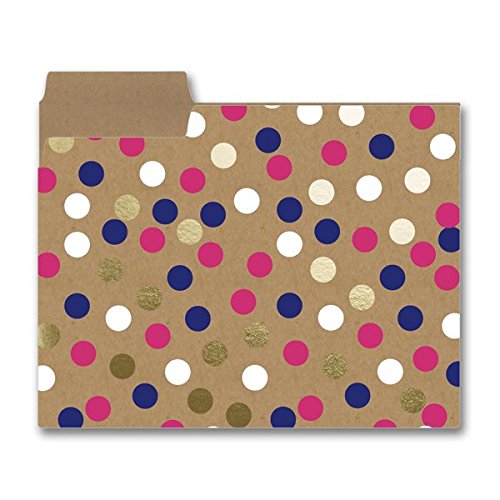 Navy Dot File Folders Set Includes 9 Folders and 3 Unique Dot Designs