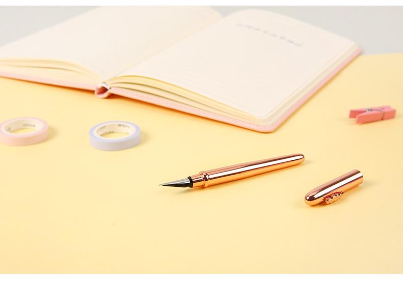 Elegant Rose Gold 0.5mm Fountain Pen with Gift Box High-end Metal Ink Pens