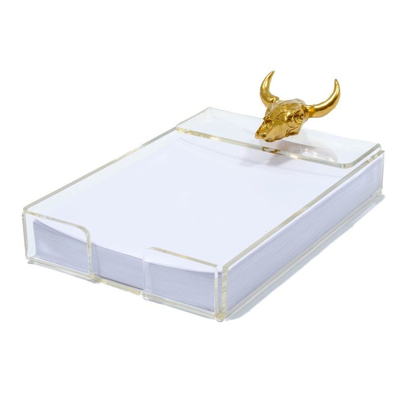 Oldaker Acrylic Notepad Tray with Bull Skull