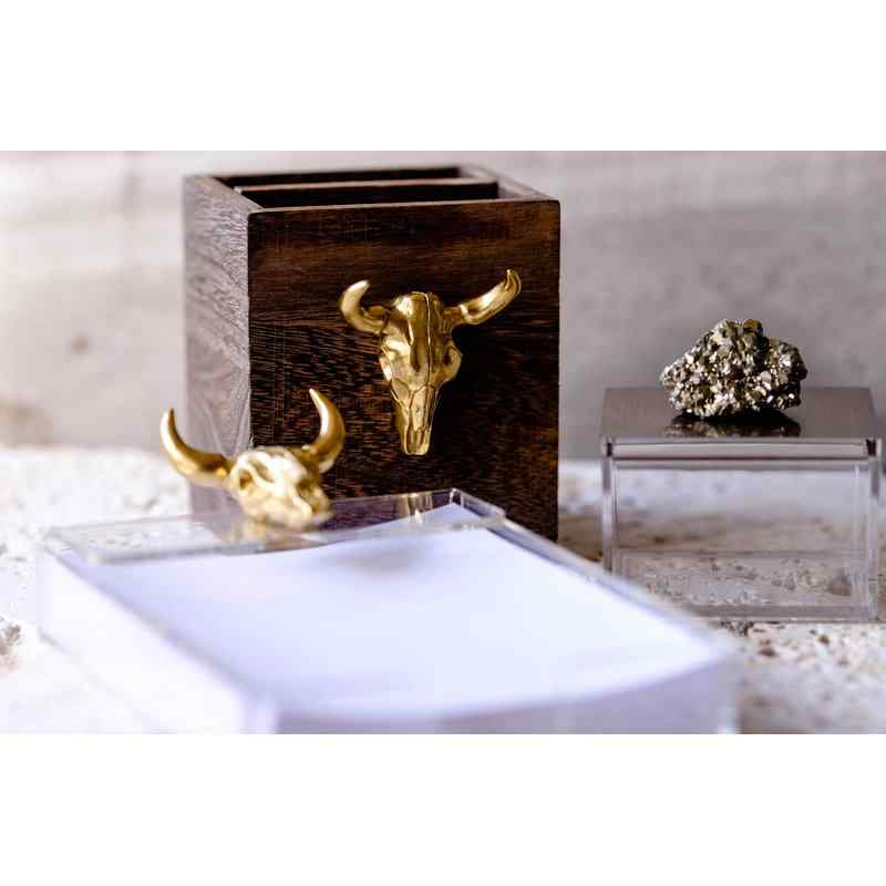 Oldaker Acrylic Notepad Tray with Bull Skull